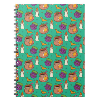 Halloween Pattern With Bats and Green Pattern Notebook