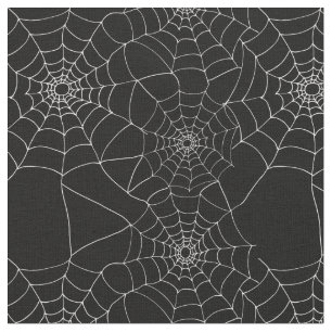 Halloween Patterned Black and White Spider Web Fabric