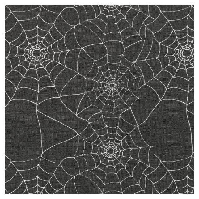 Halloween Patterned Black and White Spider Web Fabric (Close Up)