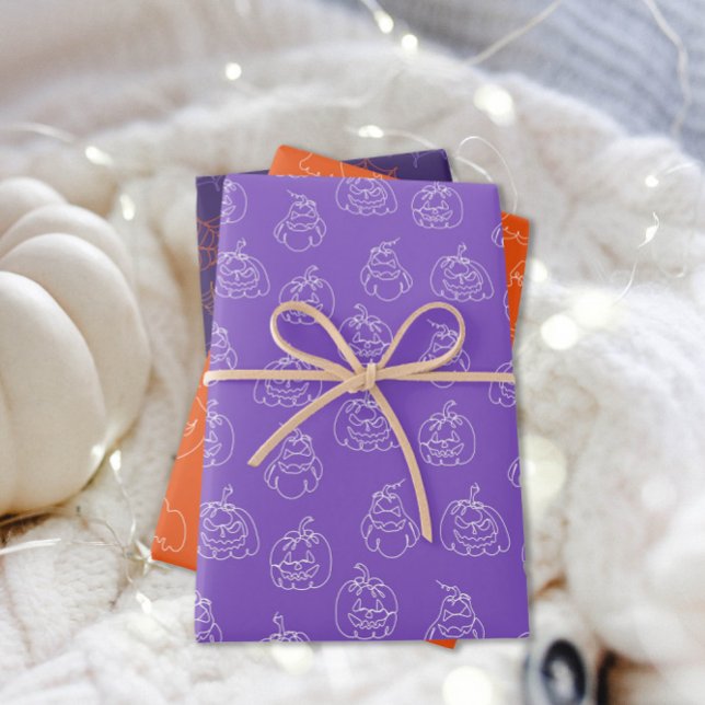 Halloween Patterns Ghost Pumpkins Spiderweb Wrapping Paper Sheet (Creator Uploaded)