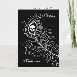 Halloween peacock feather card