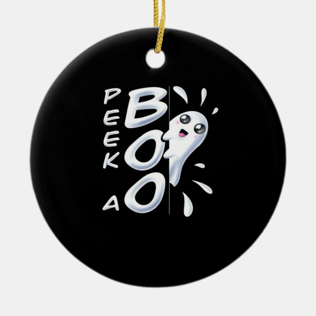 Halloween Peekabo Halloween Costume Ceramic Ornament (Front)