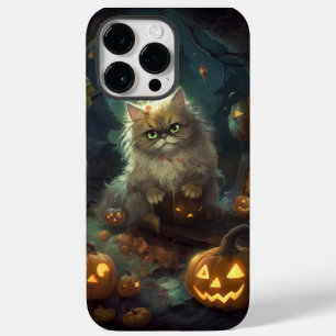 Halloween Persian Cat With Pumpkins Scary Case-Mate iPhone 14 Pro Max Case