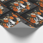 Halloween Personalize Name Gothic Skull & Flowers Wrapping Paper<br><div class="desc">Halloween Birthday Personalize Name Wrapping Paper</div>