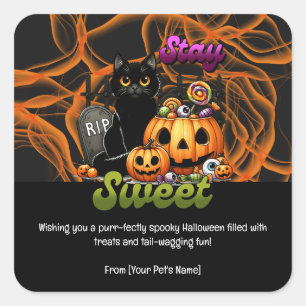 Halloween  Pet in spooky costumes Square Sticker