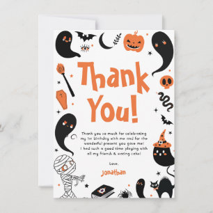 Halloween Photo Birthday Party Thank You Card