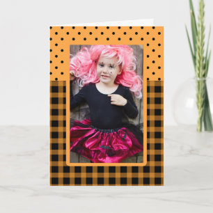 Halloween Photo Frame Plaid and Dots Card