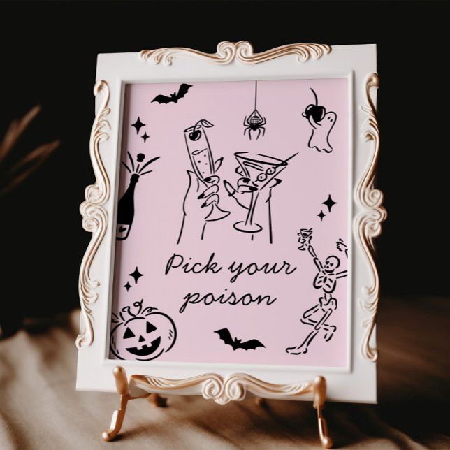 Halloween Pick Your Poison Cocktail Sign Poster (Creator Uploaded)