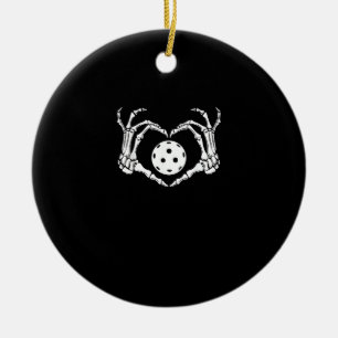 Halloween Pickle Skeleton Heart Hands Fun Design Ceramic Ornament
