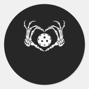 Halloween Pickle Skeleton Heart Hands Fun Design Classic Round Sticker