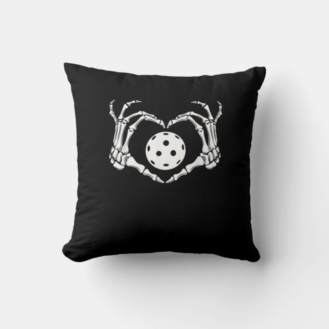 Halloween Pickle Skeleton Heart Hands Throw Pillow (Front)