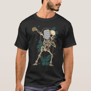 Halloween Pickleball Costume Dabbing Skeleton Pick T-Shirt
