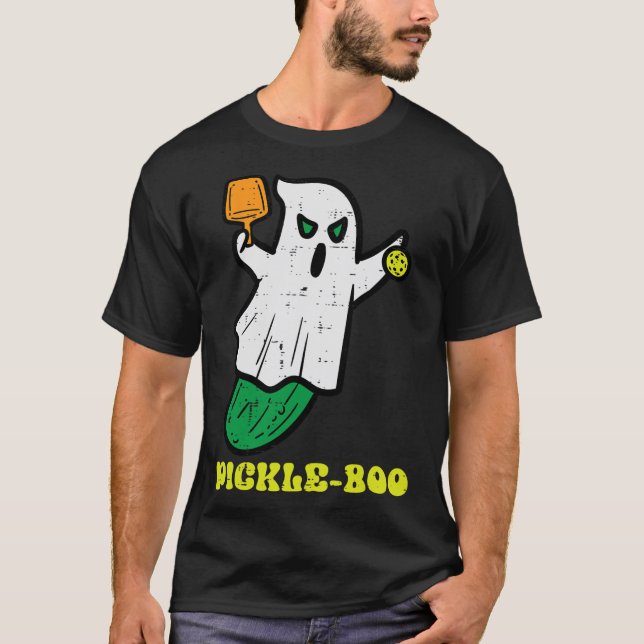 Halloween Pickleball Pickle Boo Ghost Costume Men  T-Shirt (Front)