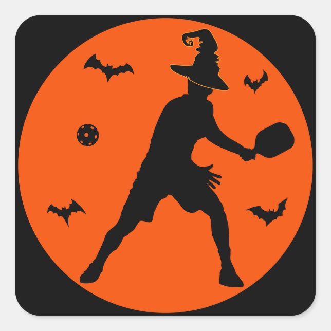 Halloween Pickleball Player Square Sticker (Front)