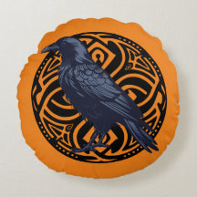 Halloween Pillow with Celtic Circle and Raven