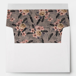 Halloween Pink & Black Floral 2 Mauve Envelope