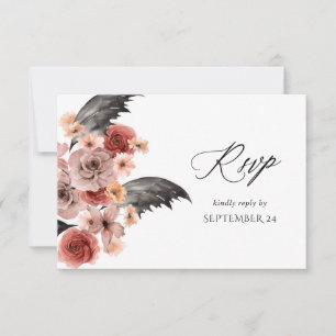 Halloween Pink & Black Floral w Meal RSVP Card