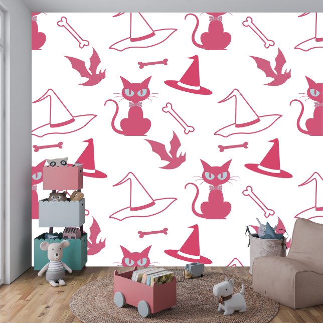 Halloween Pink Cat Spooky Witchy party Wallpaper (Creator Uploaded)