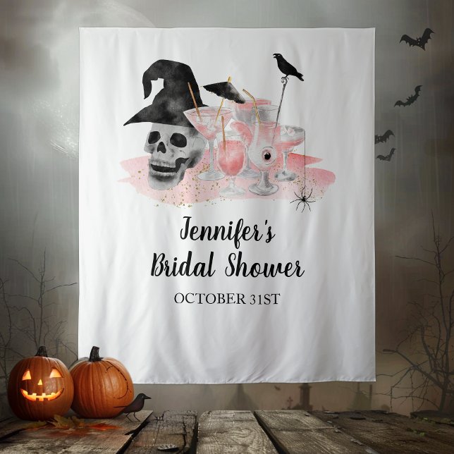 Halloween Pink Cocktail Bridal Shower Backdrop Tapestry (Creator Uploaded)