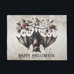 Halloween Pink Flowers Evil Bat Green Leaves Doormat<br><div class="desc">Halloween Pink Flowers Evil Bat Green Leaves Doormat. Unique,  beautiful,  stylish design. Easy to be personalized. Font style,  size and colours can be changed. Matching items are available.</div>