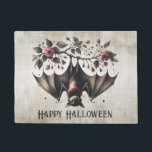 Halloween Pink Flowers Evil Bat Green Leaves Doormat<br><div class="desc">Halloween Pink Flowers Evil Bat Green Leaves Doormat. Unique,  beautiful,  stylish design. Easy to be personalized. Font style,  size and colours can be changed. Matching items are available.</div>