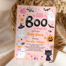 Halloween Pink Ghost Baby Shower Invitation Boo