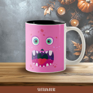 Halloween Pink Happy Monster Coffee Mug