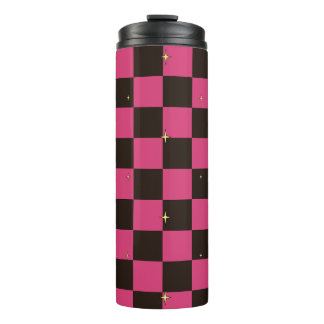 Halloween Pink Plaid Star Pattern Thermal Tumbler