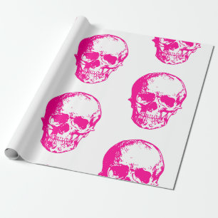 halloween pink skull goth wrapping paper