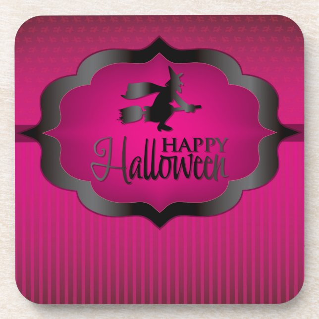 Halloween pink witch coaster (Front)