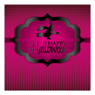 Halloween pink witch poster