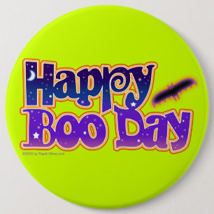Halloween Pins, Buttons - Happy Boo Day Art