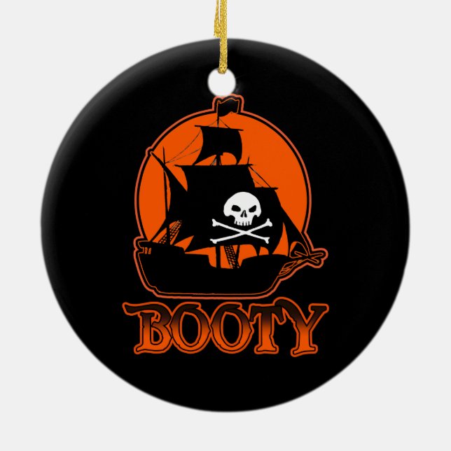 Halloween Pirate Booty Ceramic Ornament (Back)