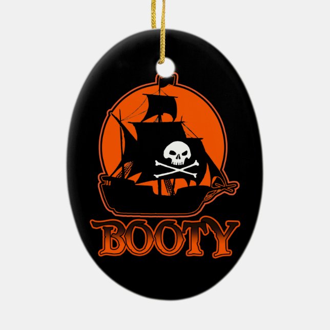 Halloween Pirate Booty Ceramic Ornament (Back)