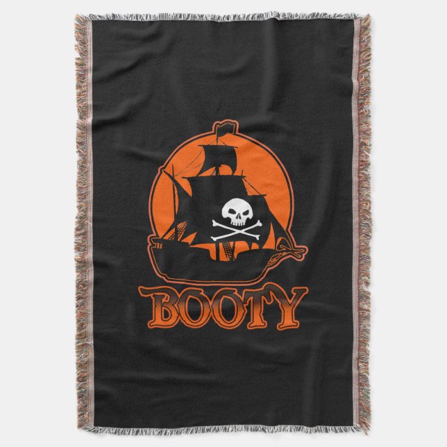 Halloween Pirate Booty Throw Blanket (Front Vertical)