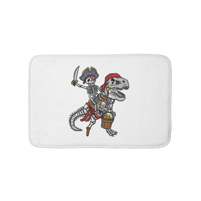 Halloween Pirate Dinosaur Skeleton Bath Mat (Front)