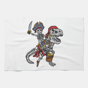 Halloween Pirate Dinosaur Skeleton Kitchen Towel