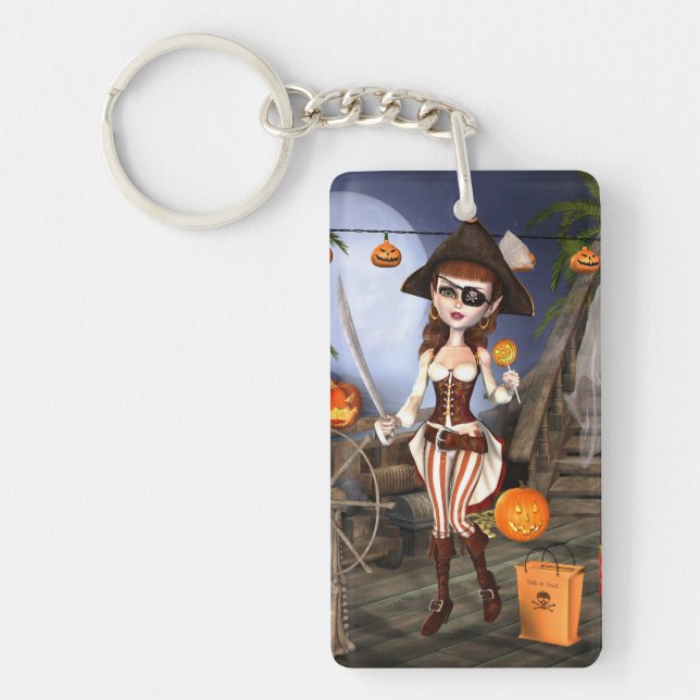Halloween Pirate Girl Acrylic Custom Keychain (Front)