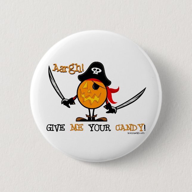 Halloween Pirate Pumpkin 2 Inch Round Button (Front)
