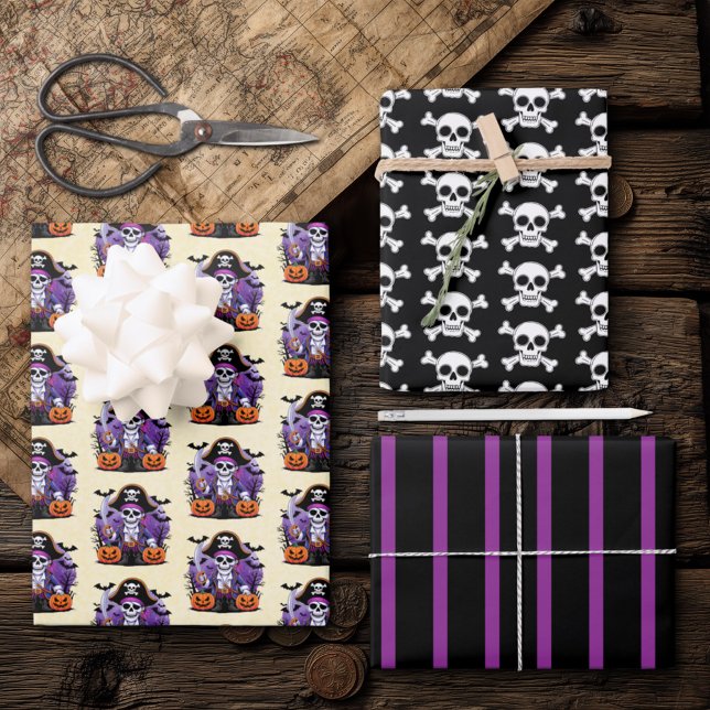 Halloween Pirate Themed  Wrapping Paper Sheet (Creator Uploaded)