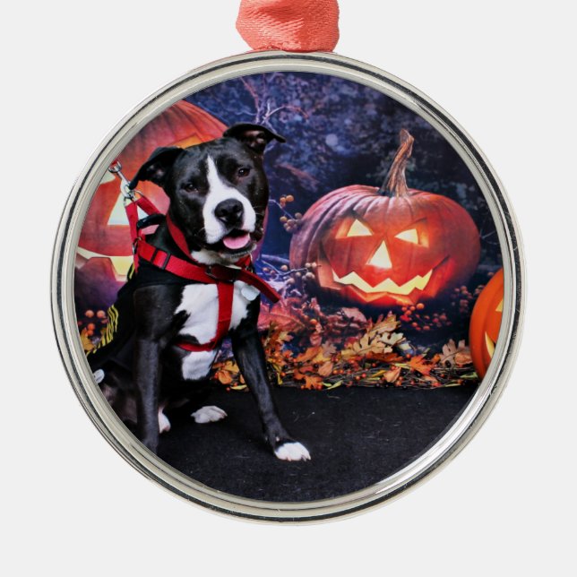 Halloween - Pitbull - Loki Metal Ornament (Front)