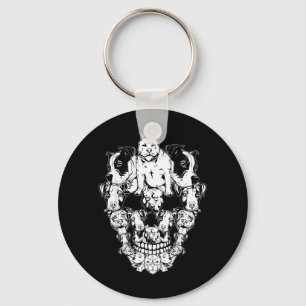 Halloween Pitbull Skull Skeleton Pitbull Dog Keychain