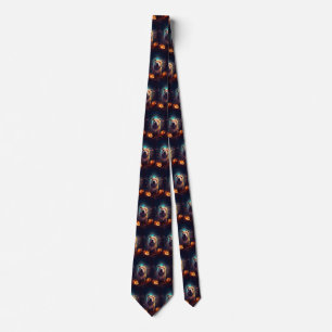 Halloween Pitbull With Pumpkins Scary  Tie