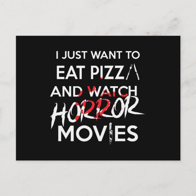 Halloween Pizza Funny Horror Movie Postcard (Front)