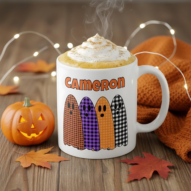 Halloween Plaid Gingham Ghosts Coffee Mug (Creator Uploaded)