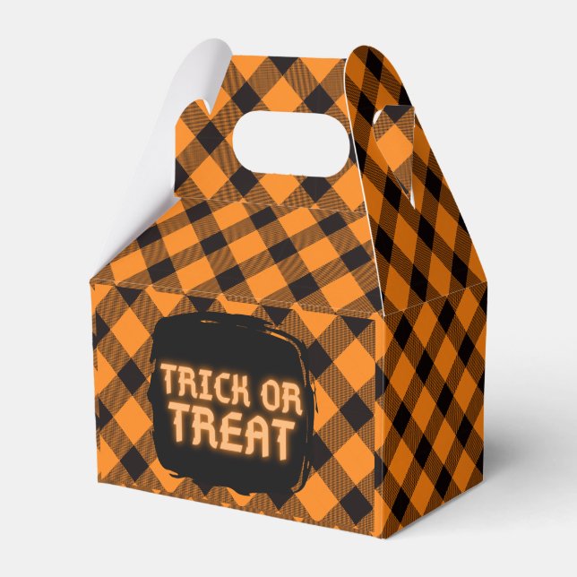 Halloween Plaid Pattern Favor Box (Front Side)