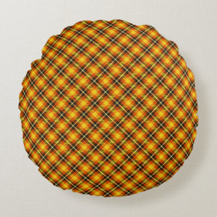 Halloween Plaid Round Pillow
