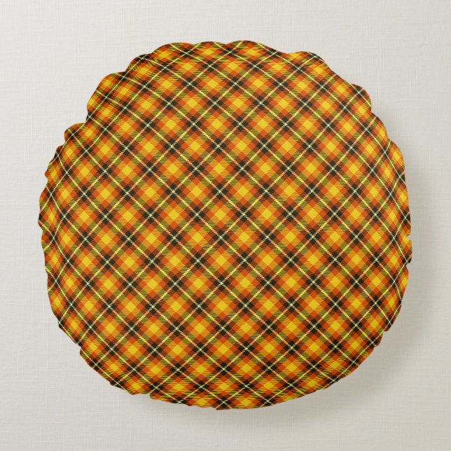 Halloween Plaid Round Pillow (Front)