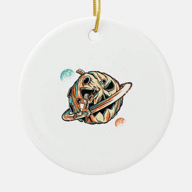 Halloween Planet Ceramic Ornament (Front)