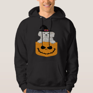 Halloween Pocket Maltese Scary Jack O Lantern Hoodie
